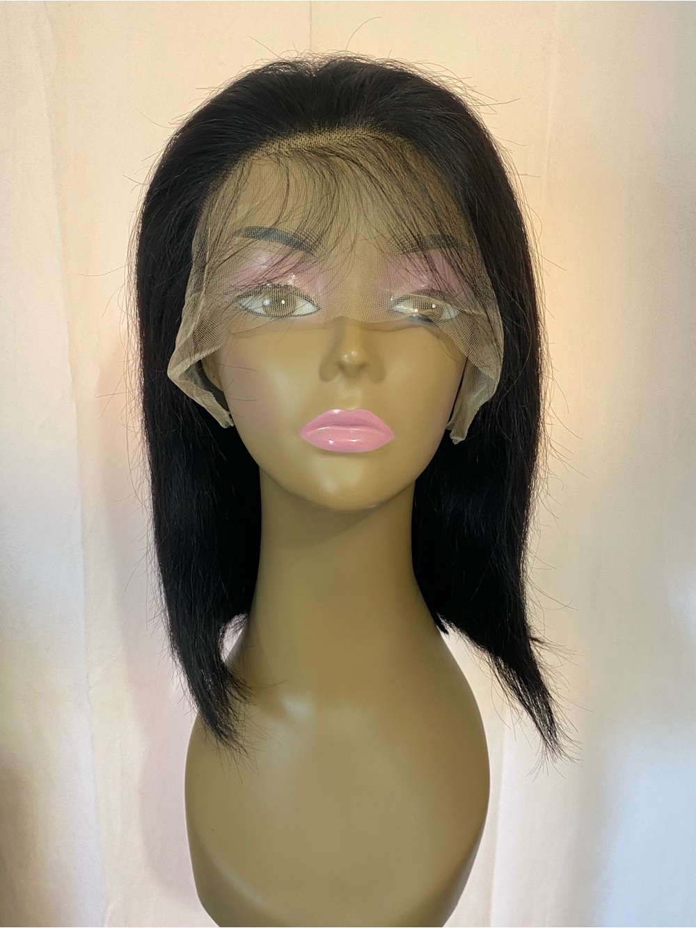 13x6 HD Lace Front Human Hair Wig 12" Glueless Pre-Plucked Blunt Cut 180 density